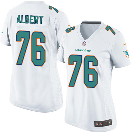 Women's Elite Branden Albert Nike Jersey White Road - #76 NFL Miami Dolphins